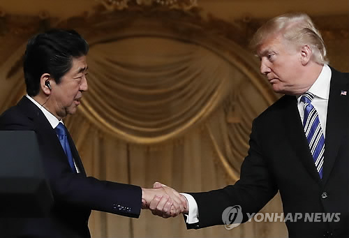 ▲ 도널드 트럼프 미국 대통령과 아베 신조 일본 총리