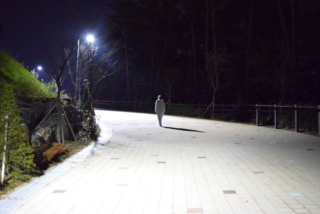 ▲ 강릉 일부 도시공원에 CCTV·비상벨이 설치돼 있지 않아 밤길 안전이 우려되는 가운데 한 시민이 공원을 지나가고 있다.