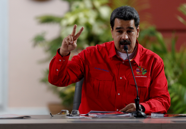 ▲ FILE PHOTO: Venezuela‘s President Nicolas Maduro speaks at a meeting of the Sao Paulo Forum in Caracas, Venezuela, July 28, 2019. REUTERS/Manaure Quintero/File Photo    <All rights reserved by Yonhap News Agency>