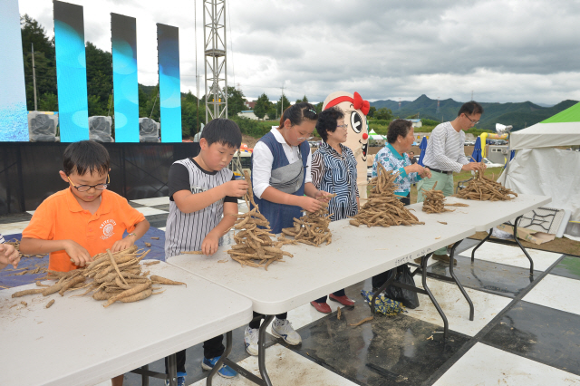 ▲ 횡성더덕축제 참가자들이 축제 프로그램을 즐기고 있다.