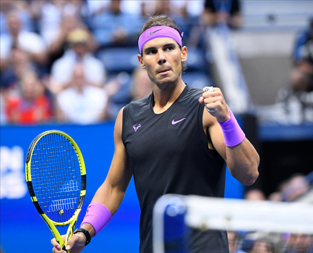 ▲ Sept 8, 2019; Flushing, NY, USA;  Rafael Nadal of Spain after a 3rd set winner to Daniil Medvedev of Russia in the men?s final match on day fourteen of the 2019 U.S. Open tennis tournament at USTA Billie Jean King National Tennis Center. Mandatory Credit: Robert Deutsch-USA TODAY Sports