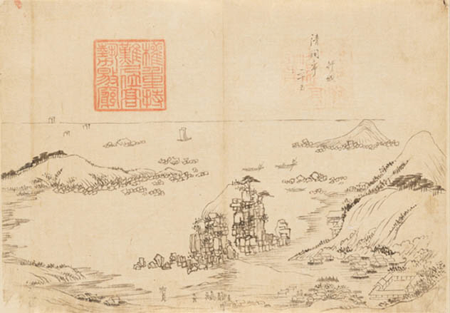 ▲ 김홍도 해동명산도 초본첩 중 &lsquo;청간정&rsquo;,1788년경.