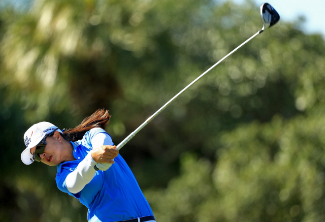 ▲ BOCA RATON, FLORIDA - JANUARY 25: Sei Young Kim of Korea hits her tee shot on the eighth hole during the third round of the Gainbridge LPGA at Boca Rio on January 25, 2020 in Boca Raton, Florida.   Mike Ehrmann/Getty Images/AFP&#10;== FOR NEWSPAPERS, INTERNET, TELCOS &amp; TELEVISION USE ONLY ==