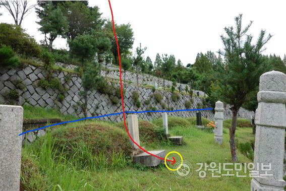 ▲ 이준석 증조 묘소. 칠곡 낙산리 현대공원 묘원 맥로도.