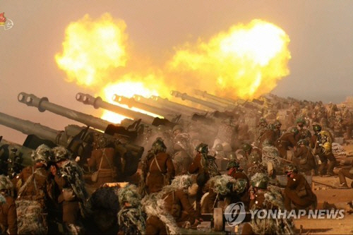 ▲ 2020년 3월 21일 중앙TV가 공개한 훈련 사진.연합뉴스 자료사진