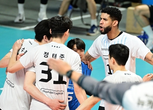 ▲ 득점 후 기뻐하는 현대캐피탈 선수들 [한국배구연맹 제공. 재판매 및 DB 금지]