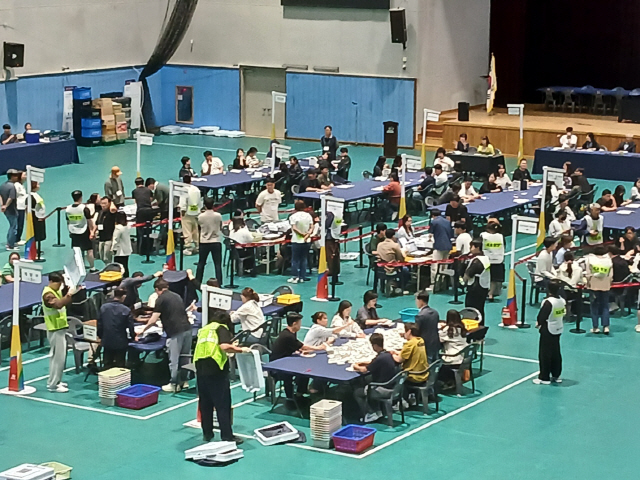 ▲ 제21대 대통령선거 횡성지역 개표가 지난 3일 횡성국민체육센터에서 진행됐다.