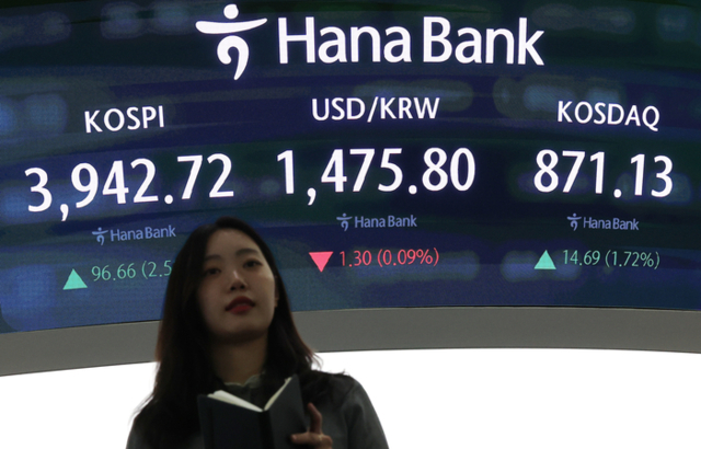 ▲ 25일 오전 서울 중구 하나은행 딜링룸 현황판에 코스피 지수 등이 표시되고 있다. 연합뉴스