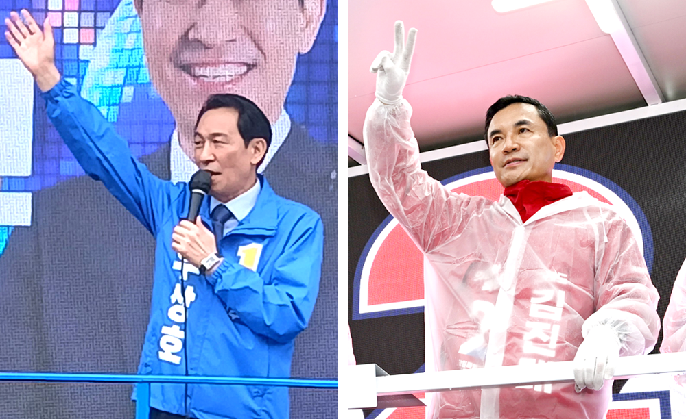 우상호 vs 김진태, 강원도 선거판 흔드는 막판 총력 유세